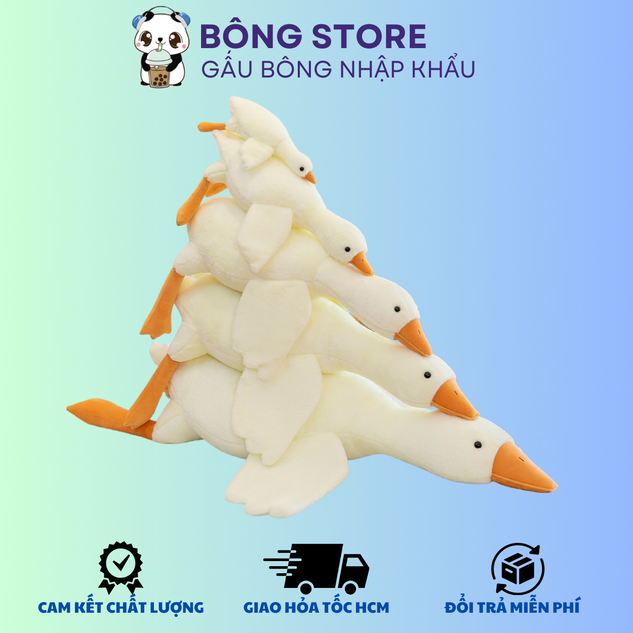 Gấu bông Vịt lười màu trắng dễ thương và mềm mại - Gấu bông Vịt trắng - Thú nhồi bông nhập khẩu - Gấu bông giá rẻ