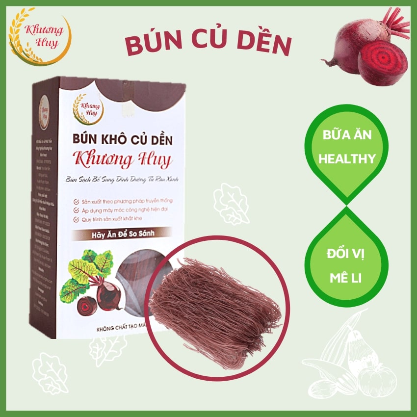 Bún Khô Củ Dền 300g Trụng ra 1kg Bún Tươi/Bún Gạo Khô Khương Huy Ngon Như Bún Tươi Sấy Khô - Bún Khô Giòn Giai, Mềm Dẻo, Không Nát, Không bở/ Đặc biệt không cần ngâm, chế biến trực tiếp 3 tới 5 phút