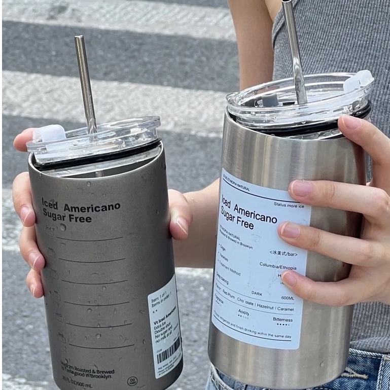 Bình giữ nhiệt inox ly giữ nhiệT có ống hút 600ml