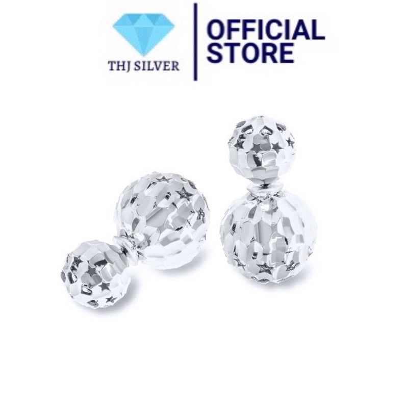 Bông tai cầu phay sáng đẹp chuẩn bạc ta - thj sliver