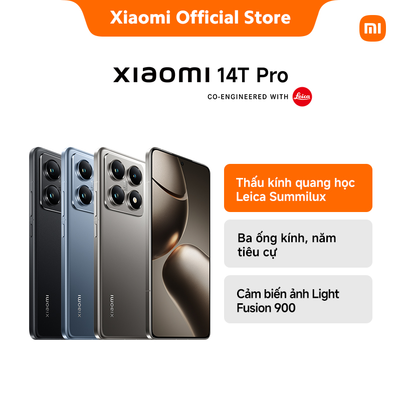 Điện thoại thông minh Xiaomi 14T Pro (12+512GB | 12+512G | 12G+1024G) | Light Fusion 900 | MD 9300+