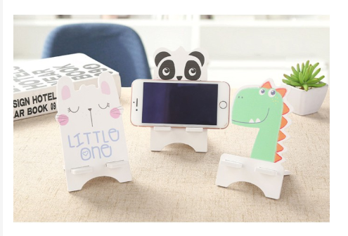 Giá đỡ điện thoại gấp gọn bằng gỗ hình thú đáng yêu