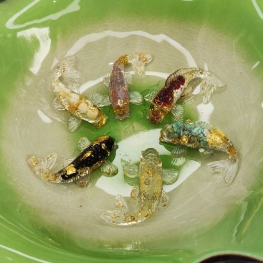 Cá koi phong thủy resin đá thạch anh trang trí bể nước cực đẹp