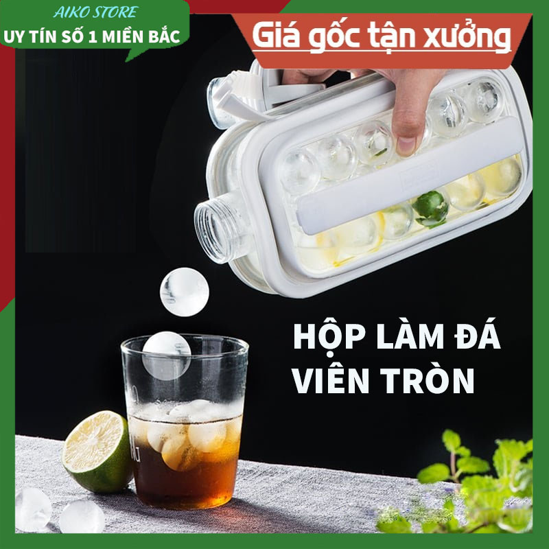 [SẮN HÀNG ] Hộp làm đá viên tròn, Khuôn Làm Đá Viên, Dụng Cụ Làm Đá Viên 2 Trong 1 Tiện Dụng Sáng Tạo, Khay Tròn Đựng Đá Viên Hình Khối, Dụng Cụ Nhà Bếp HOT 2021
