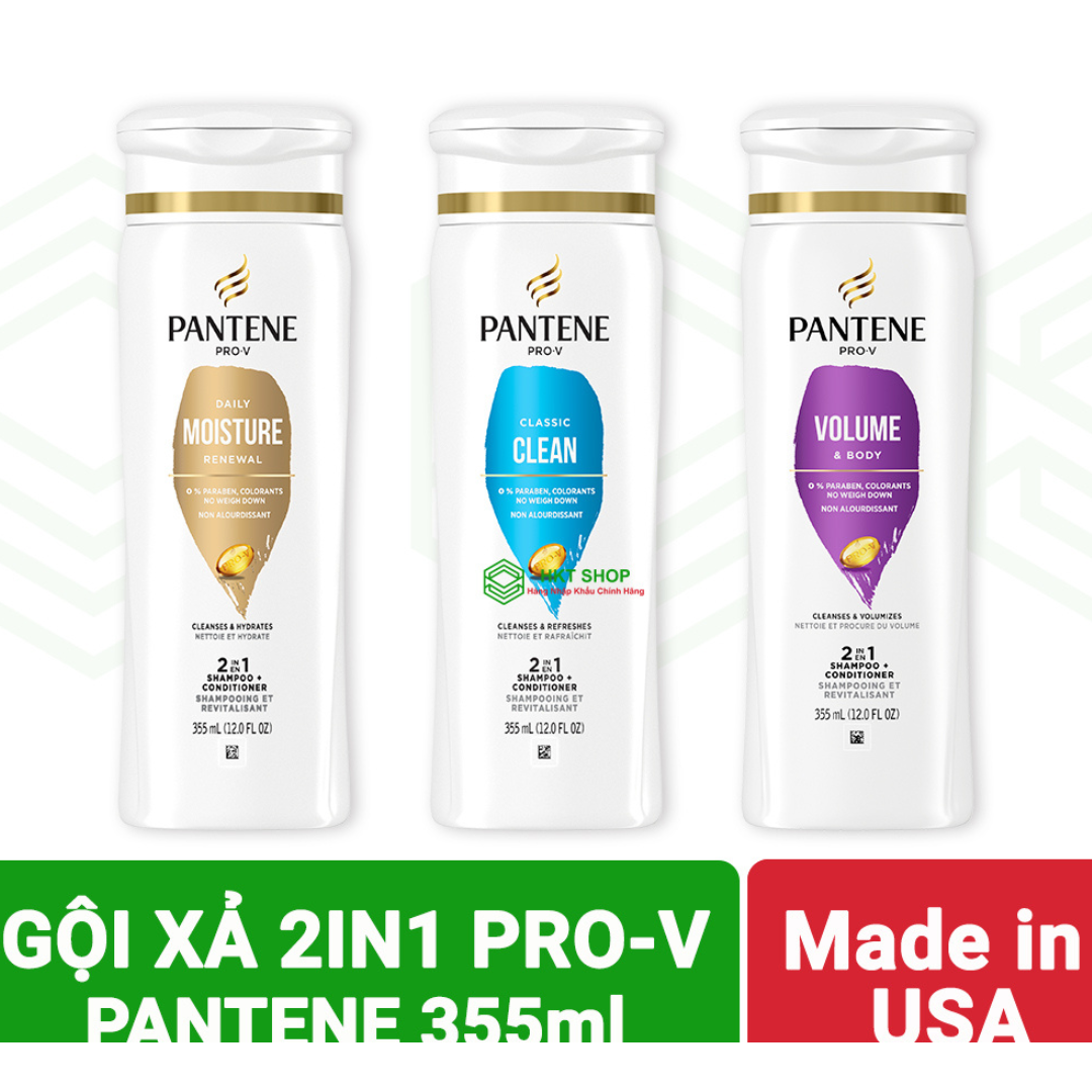 Dầu gội và xả 2in1 pantene pro-v volume & body làm phồng & dày tóc 355ml - made in usa