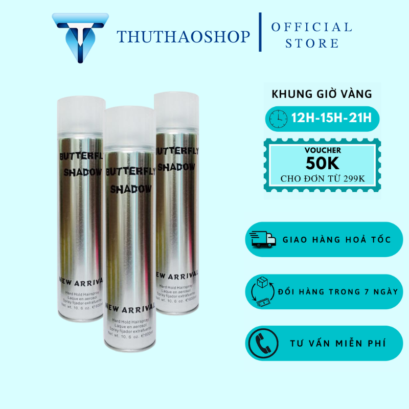 Gôm xịt tóc nam butterfly shadow 150 320 600ml - gôm bạc giữ nếp tạo kiểu nam nữ