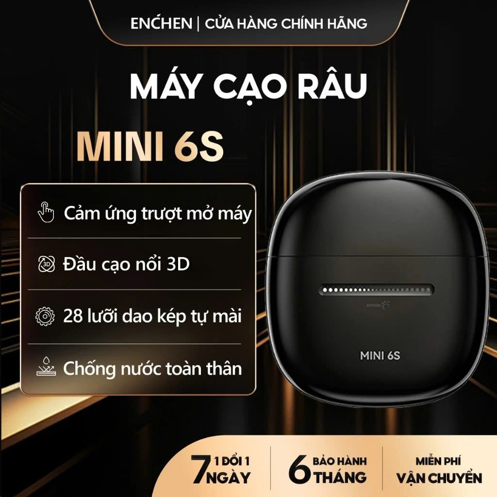 Máy cạo râu Enchen Mini 6s, đầu cạo nổi 28 lưỡi dao kép tự mài, chống nước - BH Chính hãng 12 tháng