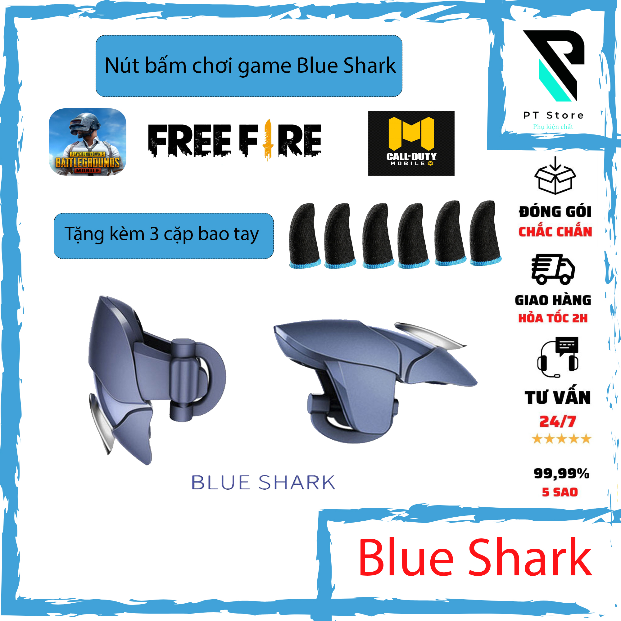 Nút bắn pubg ch-5 blue shark cao cấp kim loại