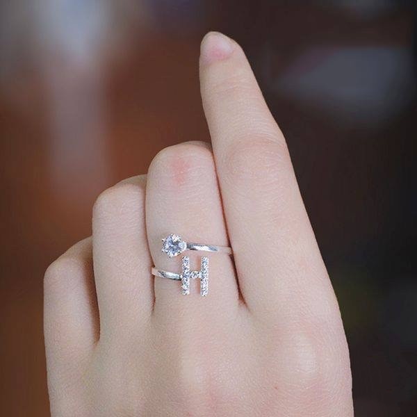 Nhẫn nữ chữ cái theo tên bạc s950, nhẫn bạc nữ thời trang, nivoca silver trang sức bạc.