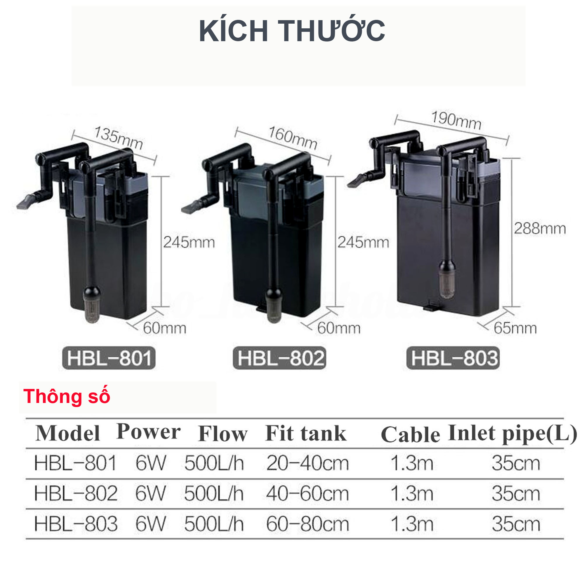Máy lọc treo bể cá Sunsun HBL-803 (6W- 500l/h) cao cấp