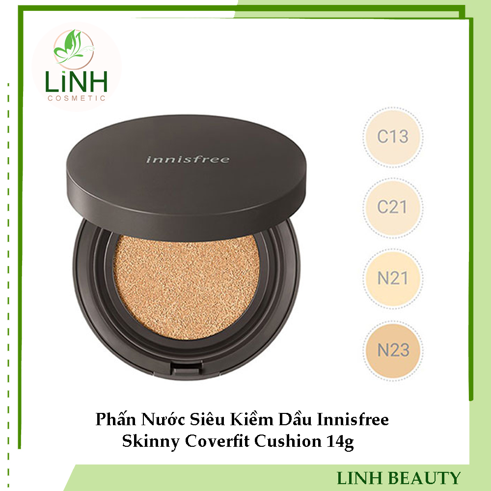 Phấn Nước Siêu Kiềm Dầu Innisfree Skinny Coverfit Cushion 14g- N23 da ngăm