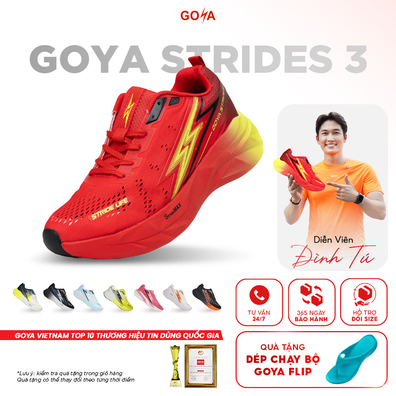 Nhập LAZSOCIAL10 | Giảm 20% đơn 199k Giày thể thao chạy bộ nam nữ Goya Strides 3 năm 2025 - Thời trang, năng động