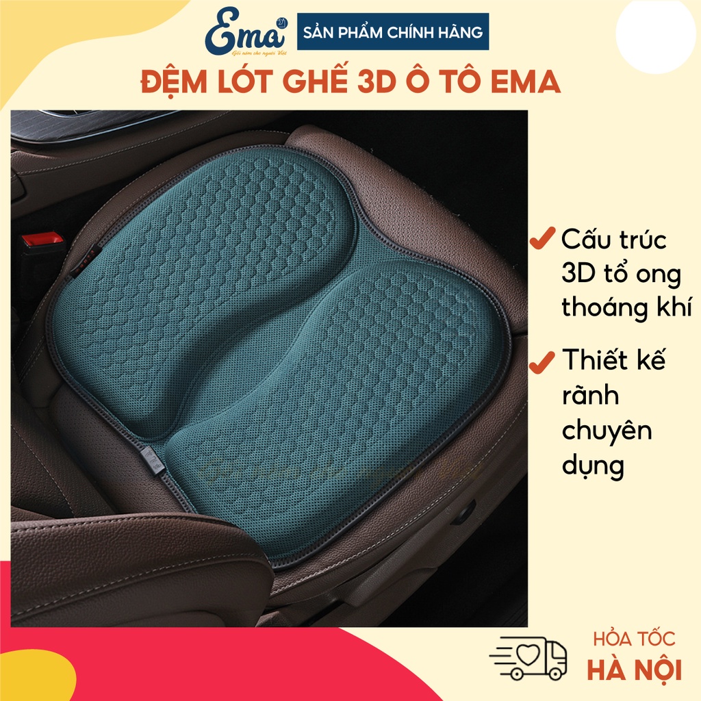 Đệm lót ghế ô tô 3D Ema chất liệu silicone, cấu trúc tổ ong 2 lớp