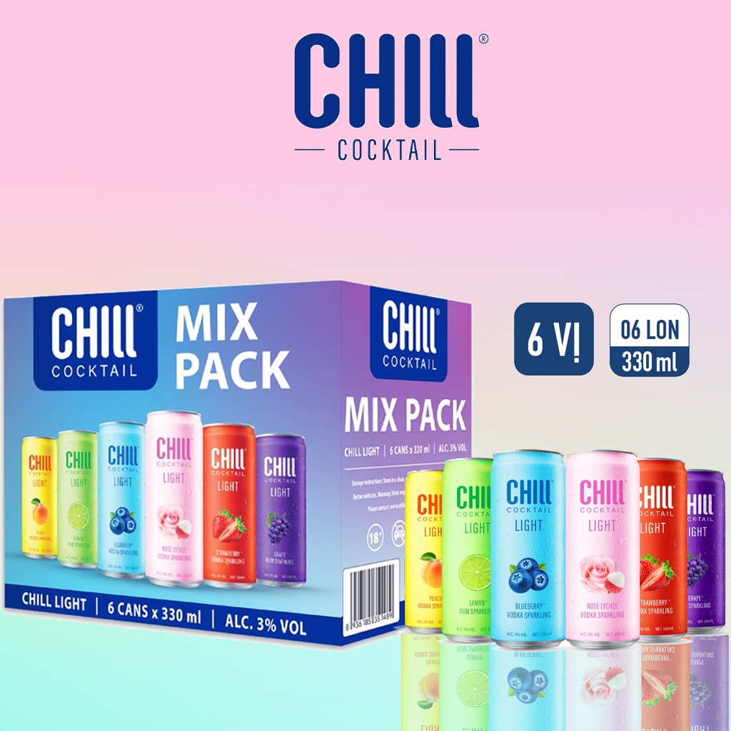 Nước trái cây lên men Chill Cocktail 330ml chai/long 6long