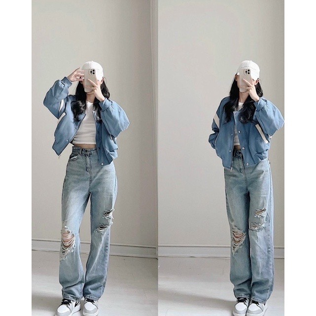 Áo khoác bomber da lộn phối sọc tay 2 lớp unisex hottrend mịn đẹp cực chất tp546