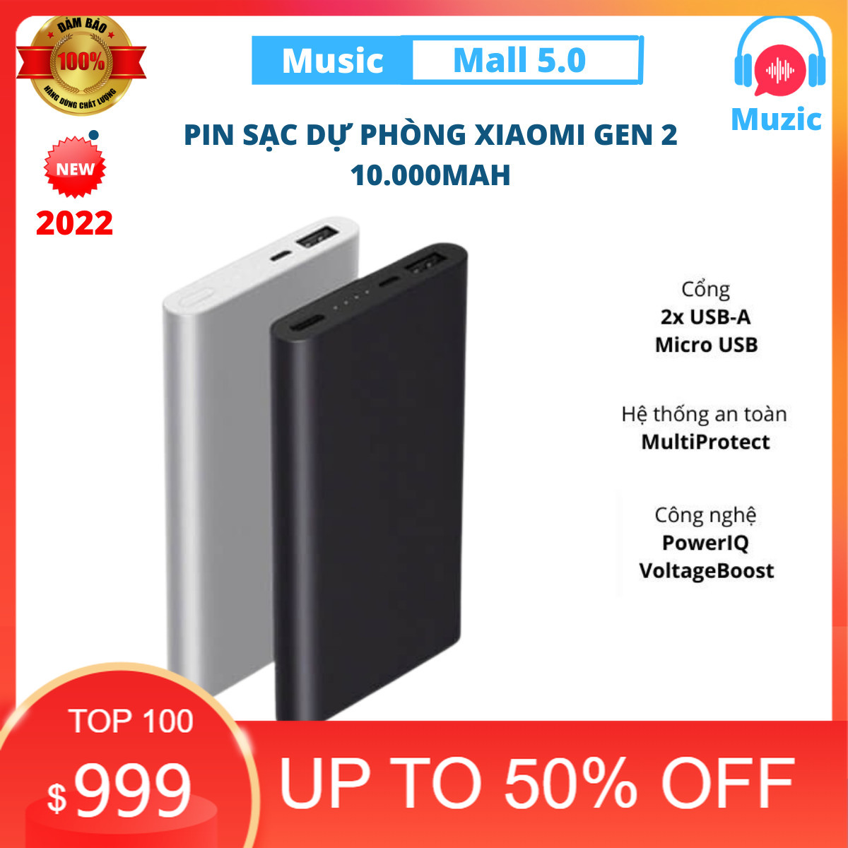 Pin sạc dự phòng . pin dự phòng , sạc dự phòng _ pin sạc dự phòng xiaomi 10.000mah gen 2 _ sạc nhanh hai chiều 3.0 18w - 2 cổng vào type c + micro usb - 2 cổng ra usb _ pin dự phòng cao cấp