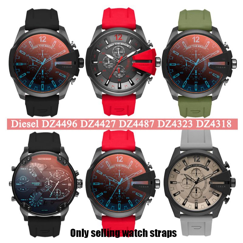 Silicone Rubber WatchBand 24mm 26mm 28mm For Diesel DZ4496 DZ4427 DZ4487 DZ4323 DZ4318 DZ4305 Bracelet Men Women Watch Strap Red