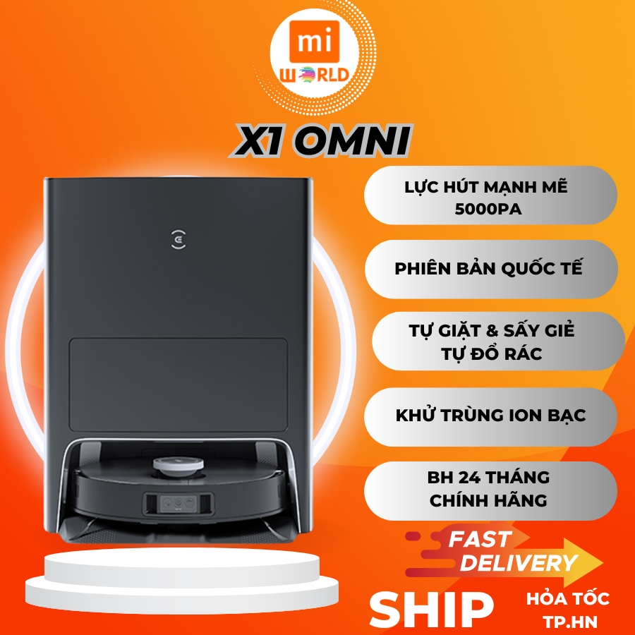 Robot hút bụi lau nhà ecovacs deebot x1 omni-bản quốc tế bh 24 tháng chính hãng