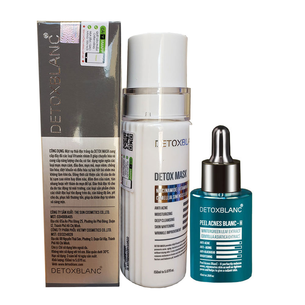 Combo Mặt nạ sủi bọt thải độc Detox BlanC 150ml VÀ Serum mụn 40ml