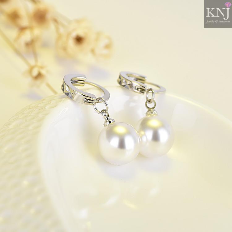[HCM]BÔNG TAI BẠC NỮ KHOEN TRÒN ĐÍNH NGỌC TRAI - B0312