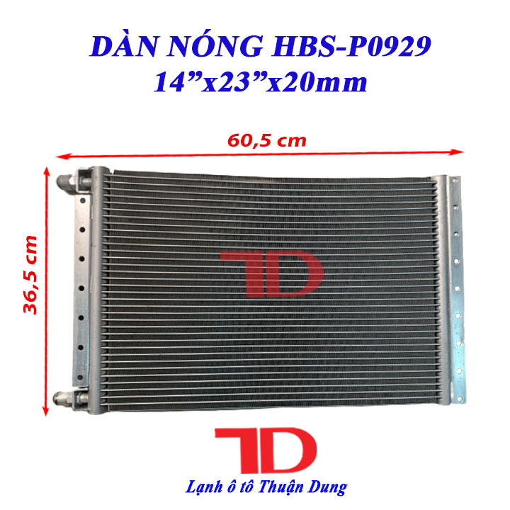 Dàn nóng hbs 14x23 inch 36x59 cm dày 20cm, dàn nóng điều hòa ô tô - vật tư điện lạnh ô tô thuận dung
