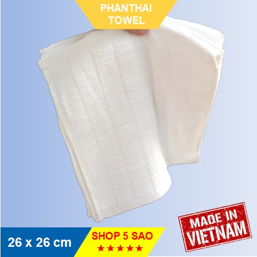 Combo 10 Khăn ăn vuông trắng/ khăn đa năng/ khăn lau miệng, bát đĩa - 26cmx26cm