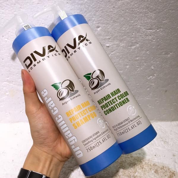Bộ dầu gội xả dưỡng tóc Diva Organic Argan Oil phục hồi giữ màu nhuộm 750ml