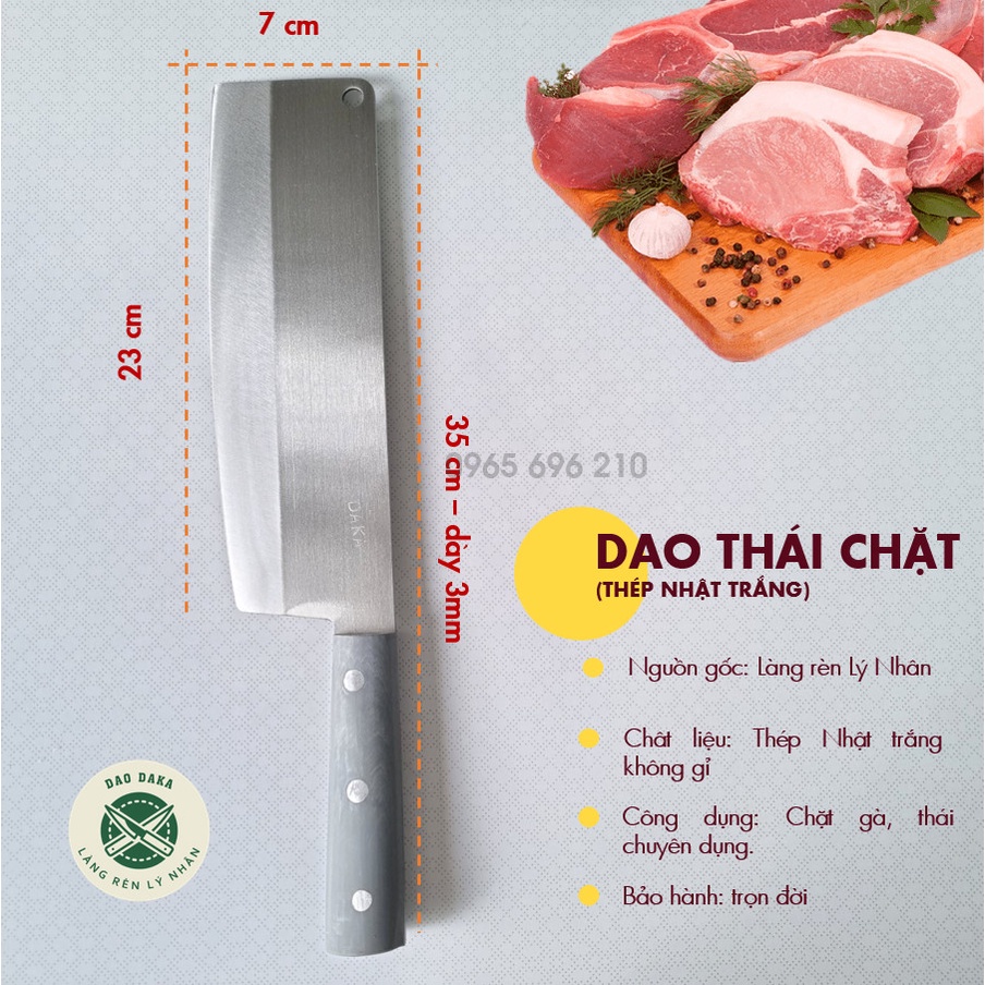 Dao thái chặt thép Nhật trắng không gỉ - Chuôi nhựa
