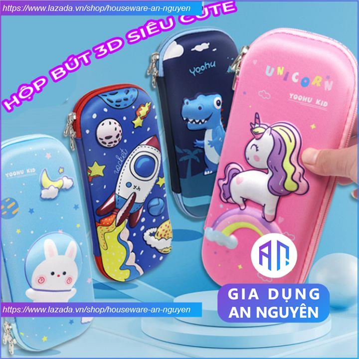 Hộp bút 3D, hộp đựng bút cho bé trai bé gái trẻ em học sinh tiểu học lớp 1 in nổi siêu cute dễ thương
