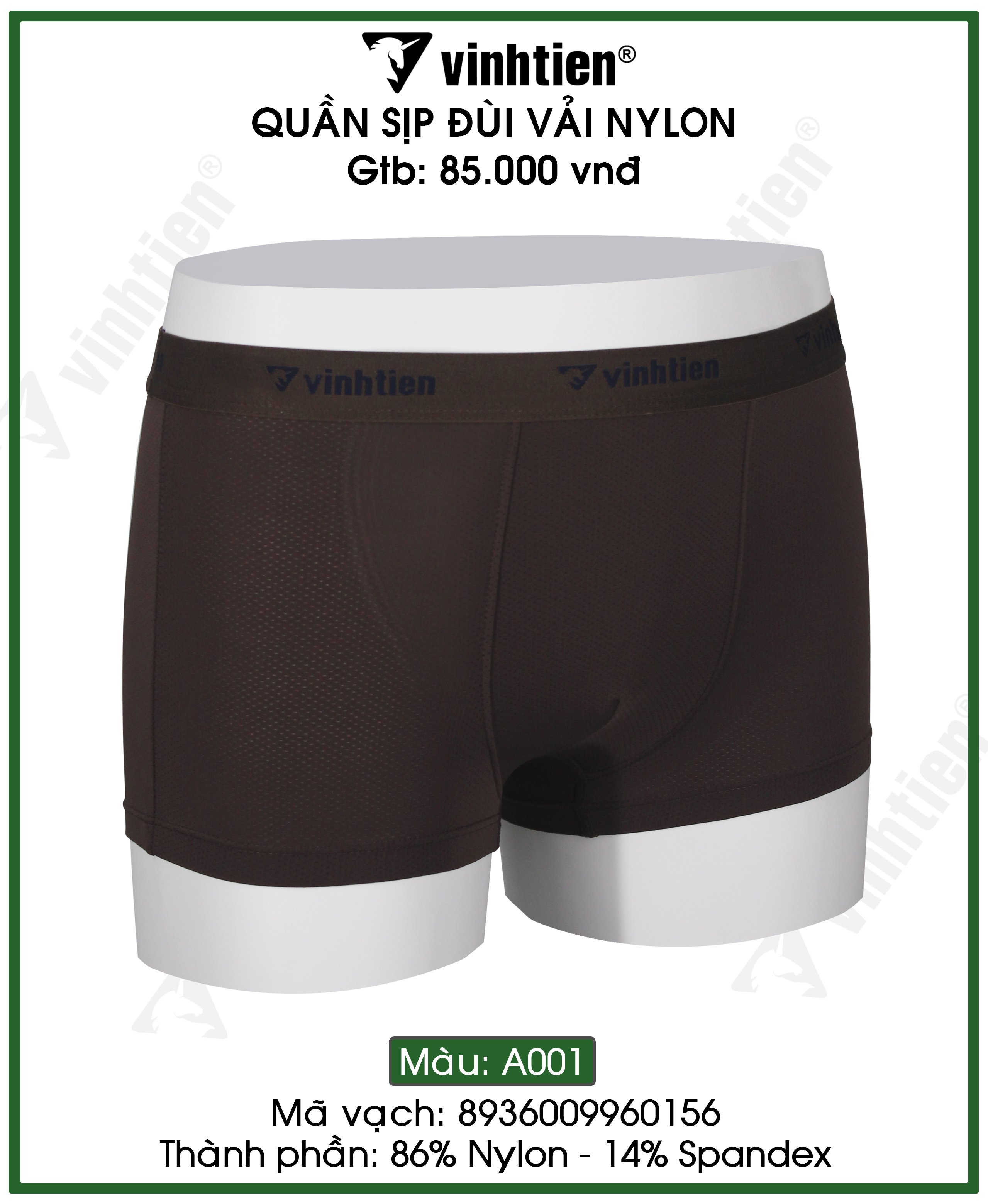 Combo 6 quần lót boxer nam Nylon thông hơi Vĩnh Tiến 85