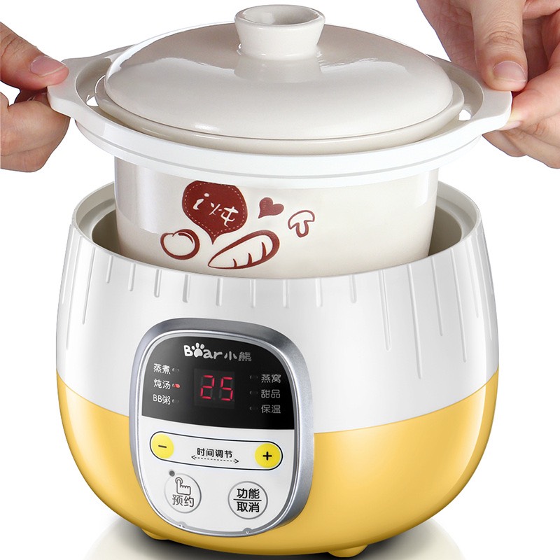 Nồi ninh hầm cách thuỷ Bear bản quốc tế BH 12 tháng - Nồi nấu cháo chậm Bear 0.8 Lít - nấu cháo, nấu chè, hầm gà, chưng yến tiện dụng, đơn giản, gọn nhẹ