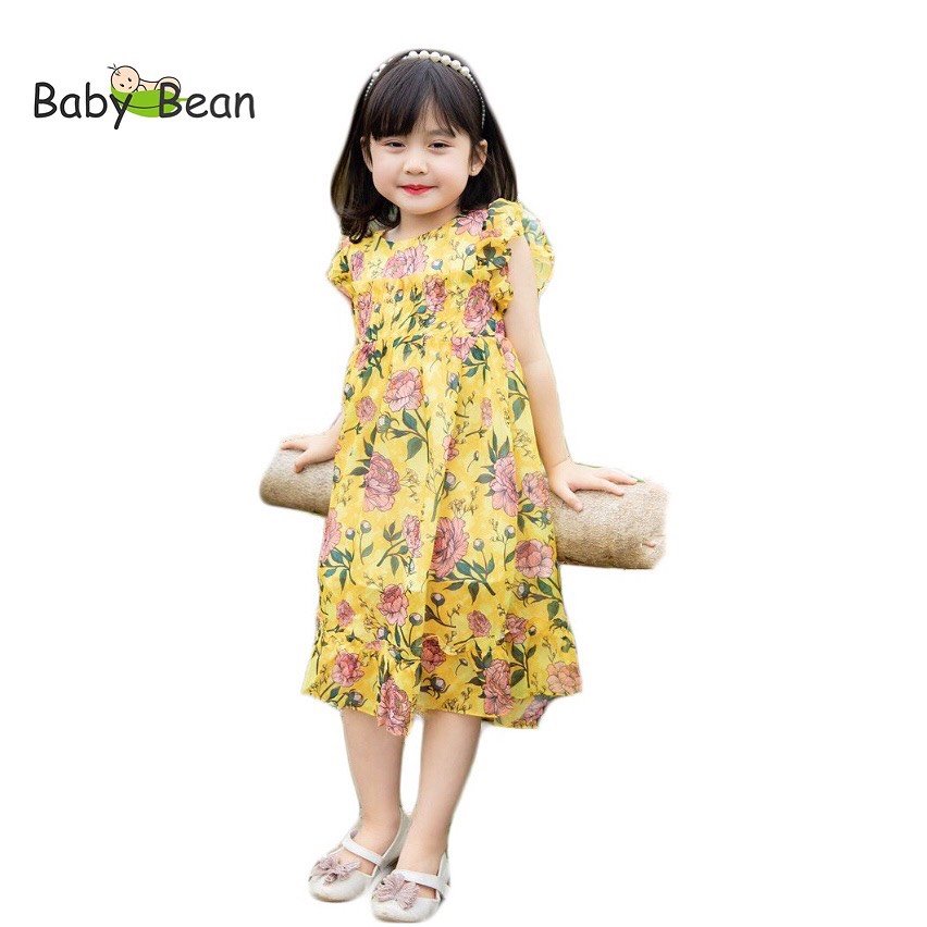 Váy đầm tơ giấy tay bèo cao cấp bé gái babybean