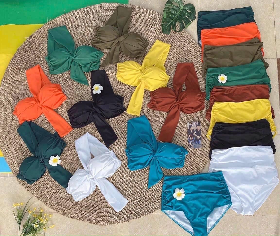 Đồ bơi nữ 2 mảnh dây chéo vai phối quần lưng cao tôn dáng BIKINI SG