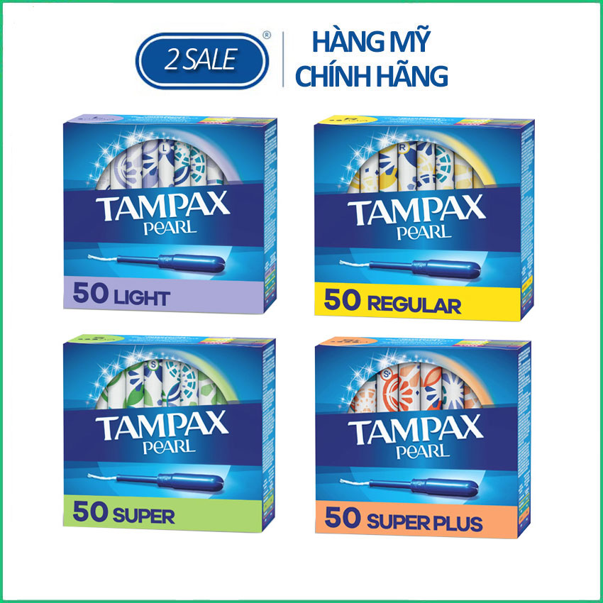 Băng vệ sinh Tampon Tampax Pearl Light/ Regular/ Super/ Super Plus hộp 50 ống