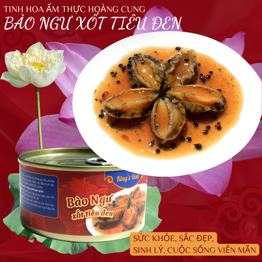 Bào Ngư Hàn Quốc Xốt Tiêu Đen KING'S DISH 200g - Mua 5 tặng 3 Pate gan gà - Đặc Sản Hoàng Gia