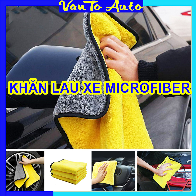 Khăn lau xe ô tô chuyên dụng, khăn lau xe microfiber siêu mịn, siêu thấm hút