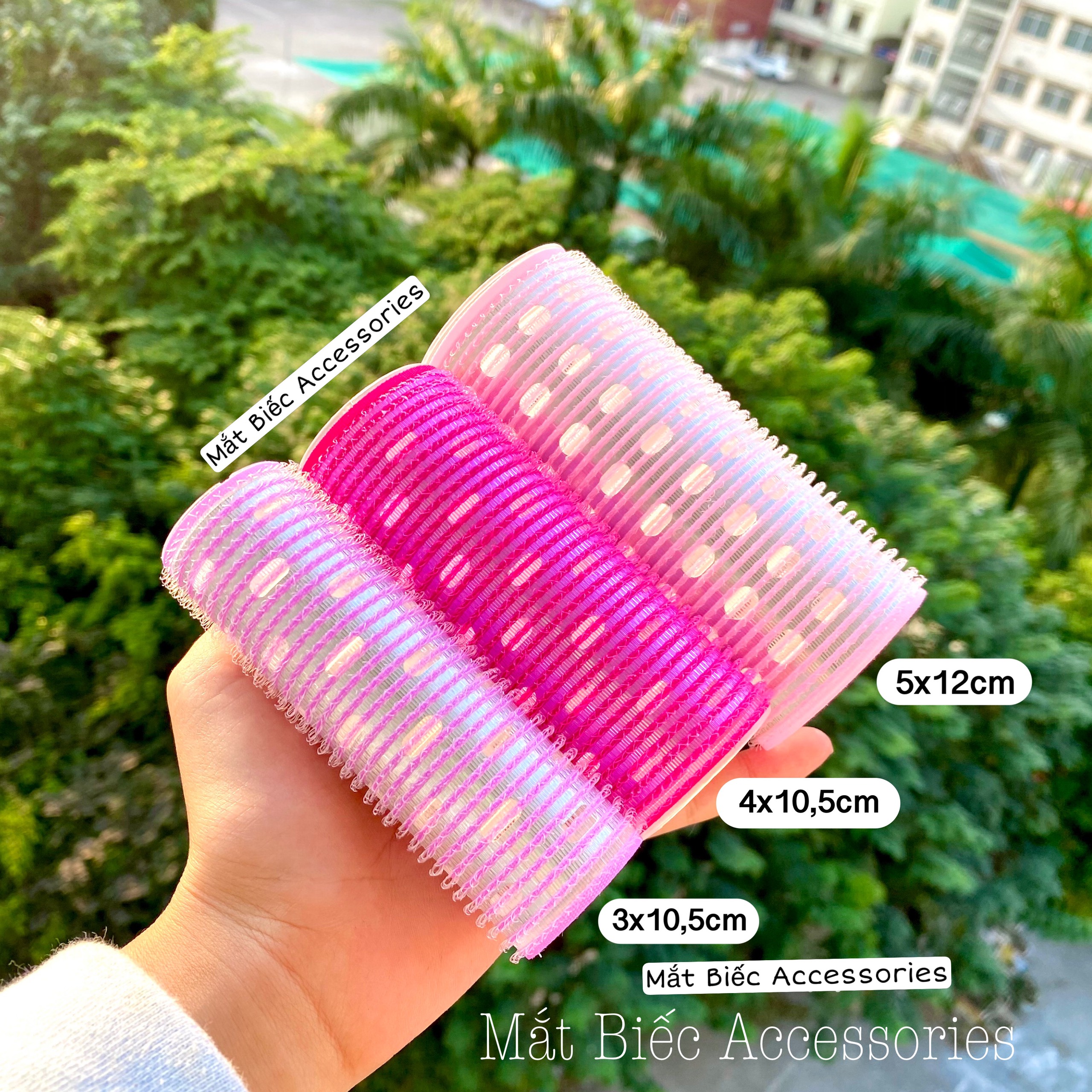 (SẴN)Lô cuốn tóc Hàn Quốc lõi nhôm 12cm siêu to dài tự dính uốn mái dài cỡ lớn