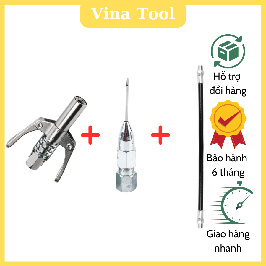Combo kẹp dây kim, kẹp bơm mỡ tặng dây bơm chống cháy nổ và đầu bơm mỡ kim
