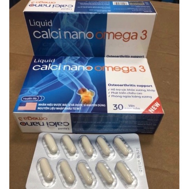 Calci Nano Omega 3 Hỗ trợ sức khoẻ xương khớp, phát triển chiều cao, ngừa loãng xương(Xanh)