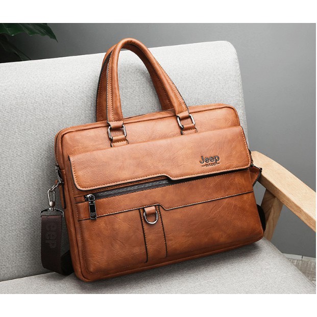 Túi xách cặp da đựng laptop công sở jeep buluo t19 39x28x6cm