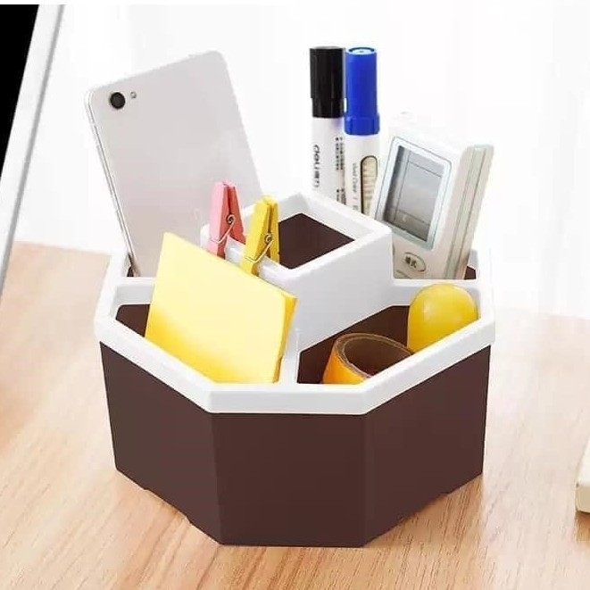 Khay tiện ích lục giác-Khay tiện ích 5 ngăn để bàn đựng vật dụng văn phòng bàn học hình lục giác-Khay đựng đồ dùng tiện ích lục giác 5 ngăn đa năng
