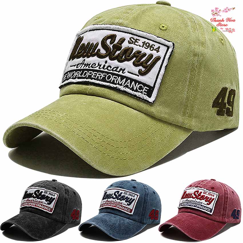 Mũ lưỡi trai nam nữ thời trang cao cấp Hàn Quốc chất cotton màu đen, xanh, đỏ, kaki thêu chữ nổi NEW STORY đẹp, cá tính, giá rẻ - Nón kết jean, bò phong cách bụi, cực ngầu - Mũ Nam - Mũ nữ