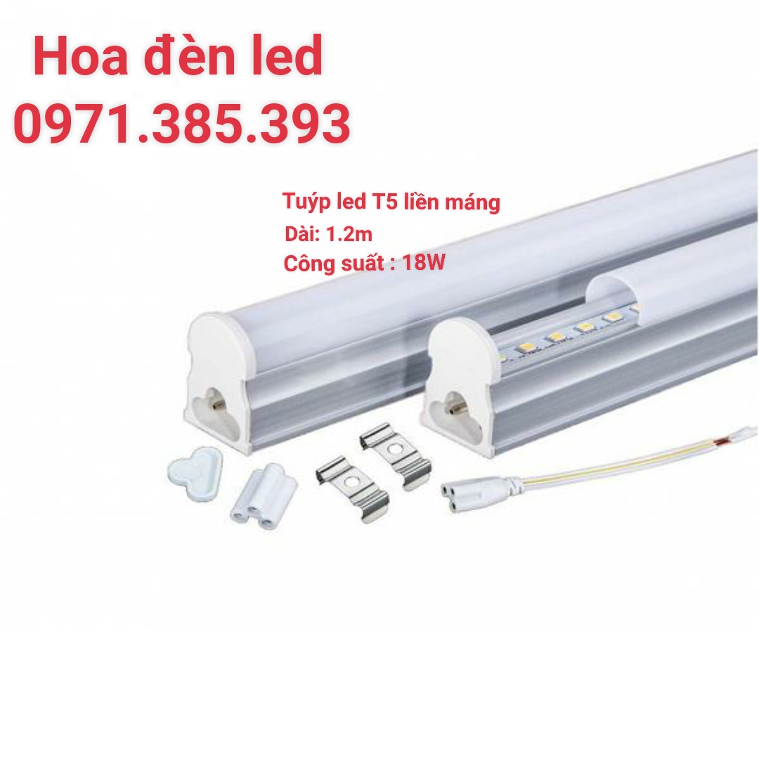 02 Bóng đèn tuýp led T5 hắt trần 1.2m liền máng