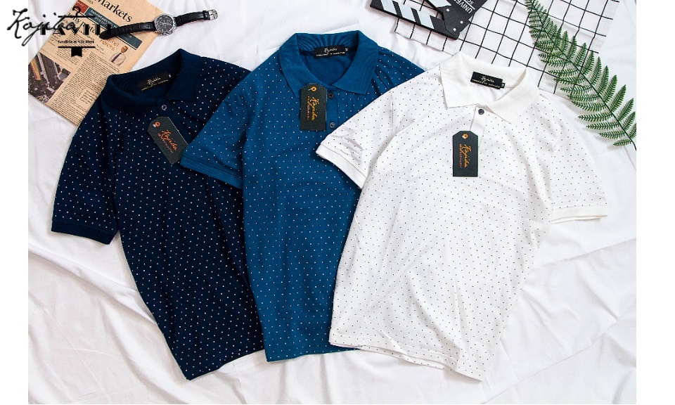 Combo 2 Áo Thun Nam Chấm Bi Áo Phông Nam Có Cổ Chất Liệu Vải Cá Sấu Bền Đẹp Co Dãn Thương Hiệu Kojiba