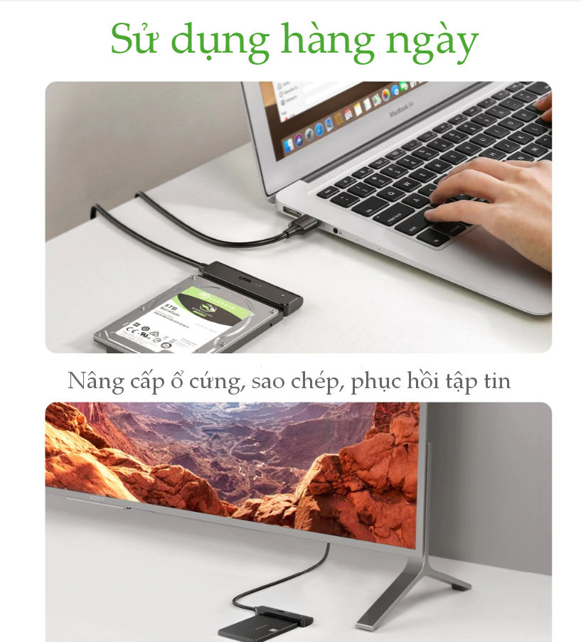 Cáp chuyển đổi USB 3.0 / USB type C sang Sata (7+15) cho ổ cứng ngoài SSD, HDD 2.5 inch, dài 50cm UGREEN CM321 Cáp chuyển đổi USB 3.0 / USB type C sang Sata (7+15) cho ổ cứng ngoài SSD, HDD 2.5 inch, dài 50cm UGREEN CM321
