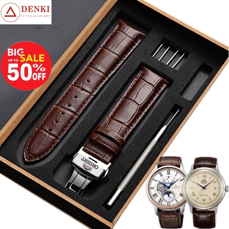 DÂY DA ORIENT] Dây da đồng hồ Orient cao cấp. Combo dây kèm khoá bướm logo Orient Dây Có LOGO