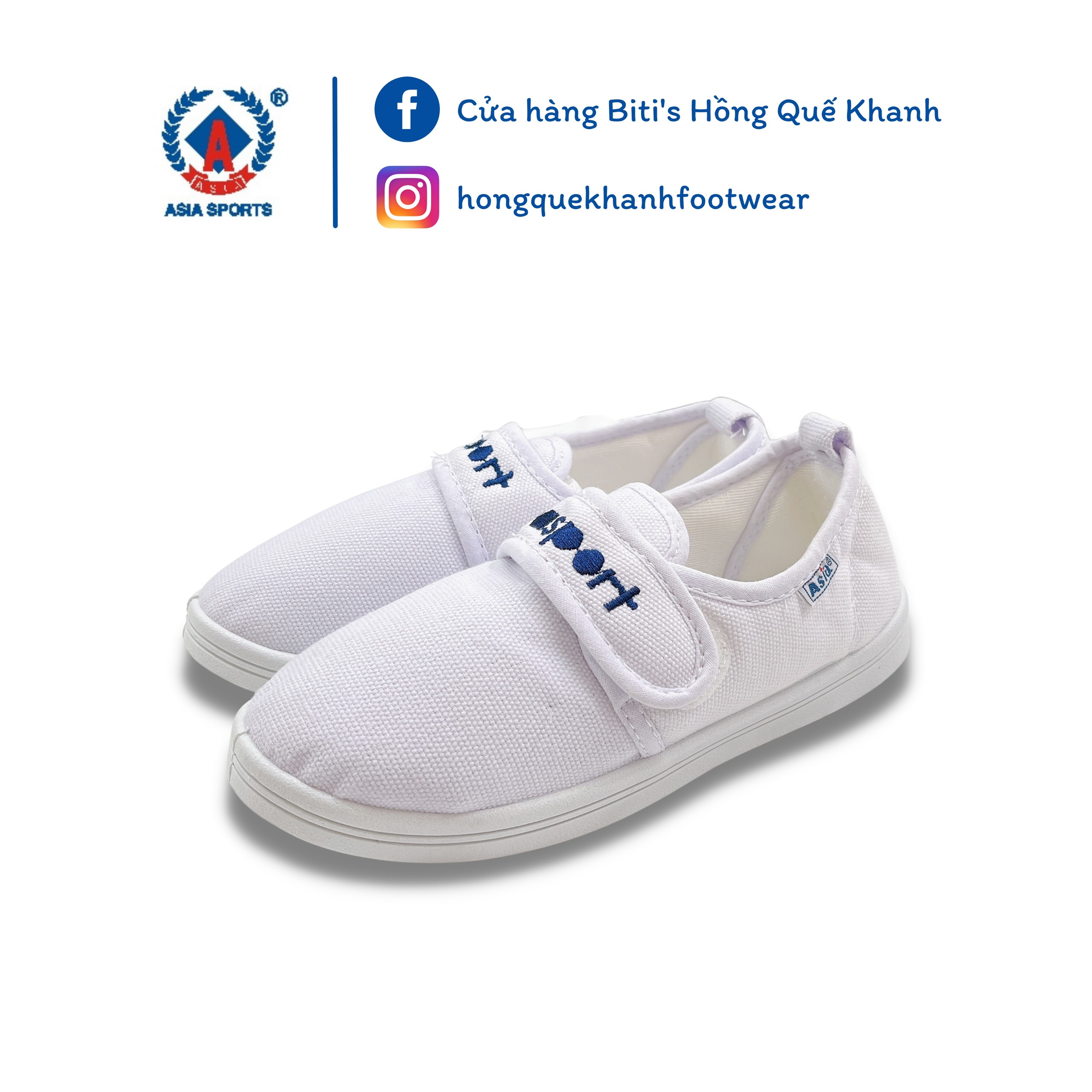 Giày thể dục chạy bộ học sinh asia vải xé dán