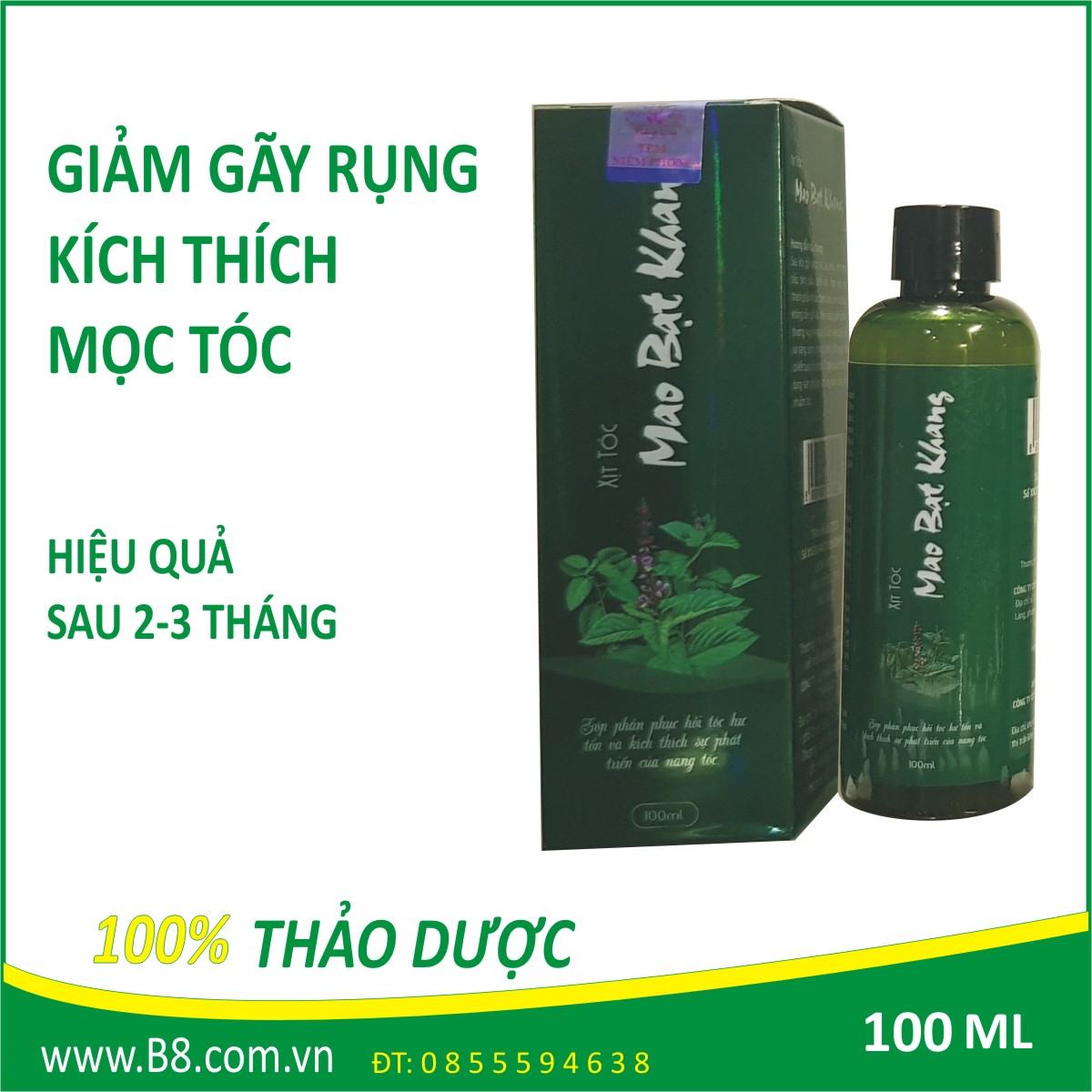 Tinh dầu Mao Bạt Khang - Bộ sản phẩm tóc Haco - Kích thích mọc tóc, giảm rụng tóc hiệu quả  I B8SHOP