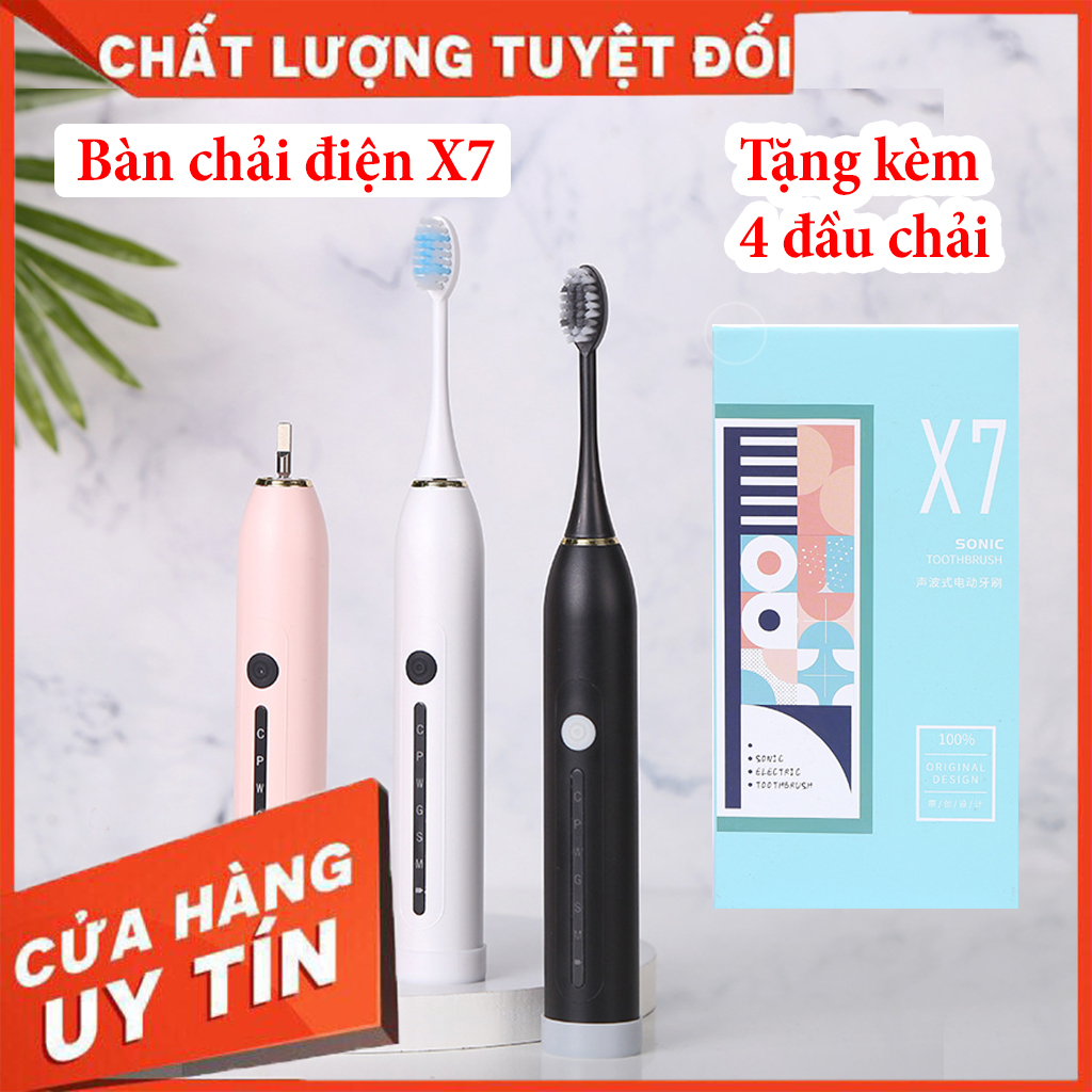 Bàn chải điện Sonic X7 model 2021, Bàn chải đánh răng điện công nghệ châu Âu 6 chế độ rung, Bảo hành lỗi 1 đổi 1