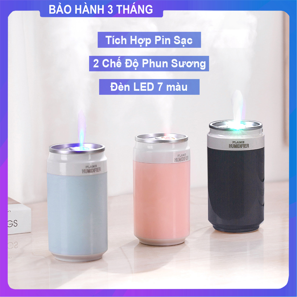 Máy Phun Sương Mini Flame Tích Hợp Pin Sạc Kiêm Máy Xông Tinh Dầu Có Đèn LED Đổi Màu Tạo Độ Ẩm Làm Mát Không Khí